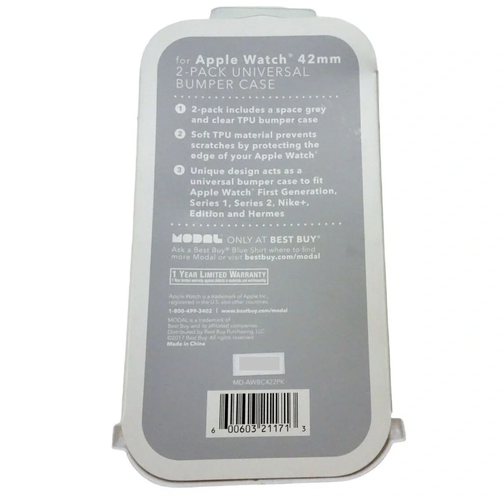 2PK-Modal-Bumper for smartwatch thermoplastic polyurethane -42mm/spacegrey&clear